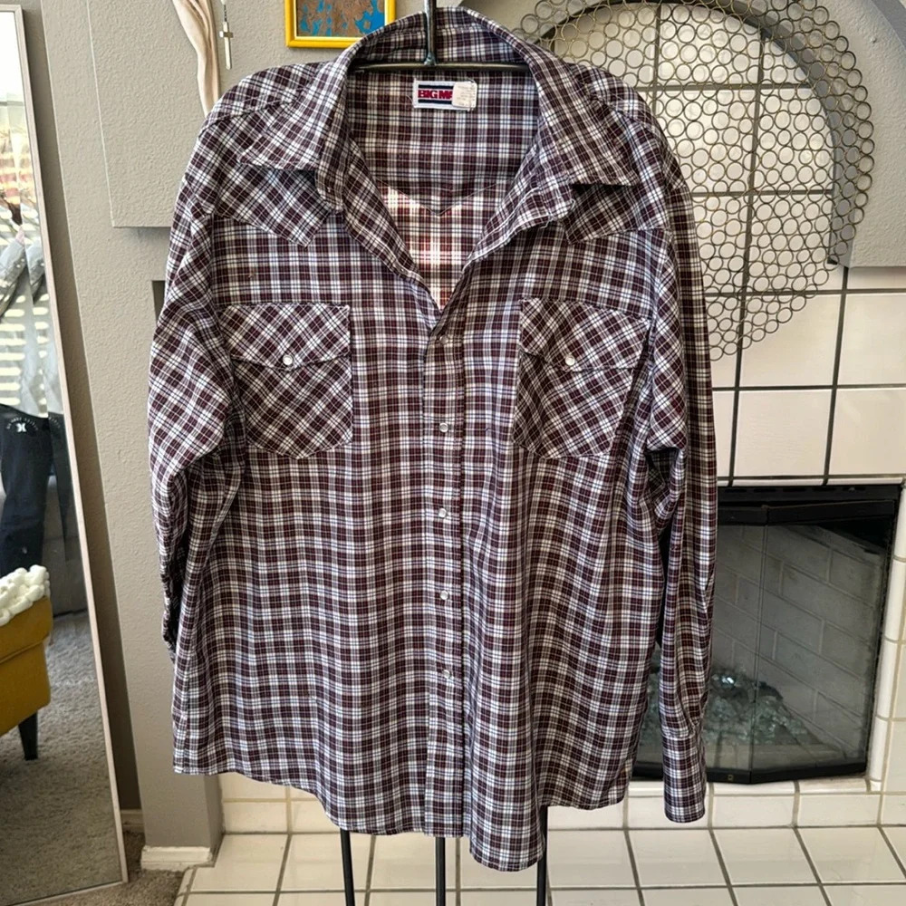 Vintage Big Mac Authentic Workwear Men’s Xl Long Sleeve Pearl Snap Shirt Plaid